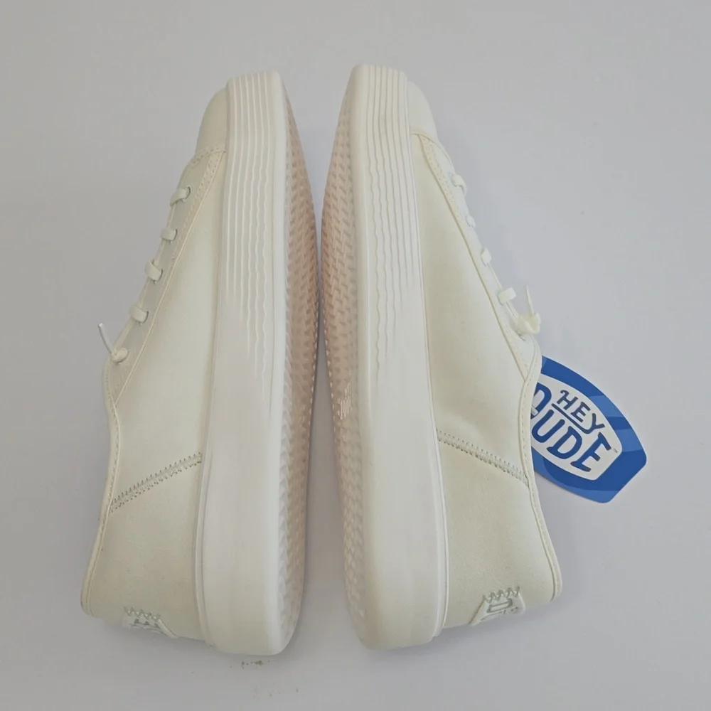 NWT Hey Dude Cody M Canvas White Lace Up Shoes Sneakers Size 9 - Picture 9 of 15